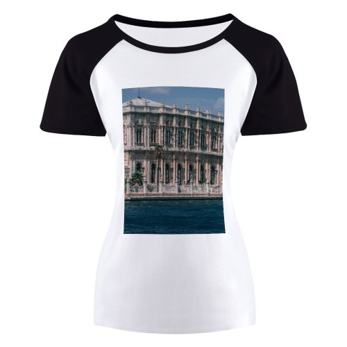 yanfind Women's Sleeve Raglan T Shirt Short Ancient Architecture Buildings City Cityscape Exterior Facade Fence Gate Historic Landmark