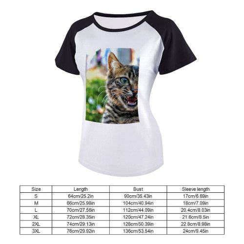 yanfind Women's Sleeve Raglan T Shirt Short Cat Kitten Pet _
