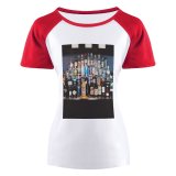yanfind Women's Sleeve Raglan T Shirt Short Alcohol Alcoholic Beverage Array Assorted Bar Beer Bottles Champagne Cocktail Container Display