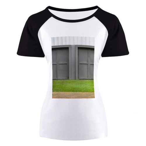 yanfind Women's Sleeve Raglan T Shirt Short Architecture Building Construction Daylight Design Doors Doorway Empty Entrance Exterior Facade Garage