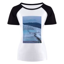 yanfind Women's Sleeve Raglan T Shirt Short Agua Beauty Castillo De Algodón Daylight Frosty Frozen Landscape
