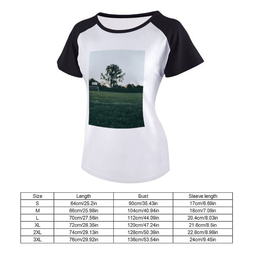 yanfind Women's Sleeve Raglan T Shirt Short Ball Field Football Goal Grass Sky Soccer Sunrise Sunset