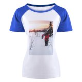 yanfind Women's Sleeve Raglan T Shirt Short Freezing Frost Frosty Goggles Landscape Outdoors Recreation Ski Skier Snow Snowy
