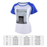 yanfind Women's Sleeve Raglan T Shirt Short Architecture Building Closed Concrete Wall Door Empty Exterior Facade Outdoors Stairs