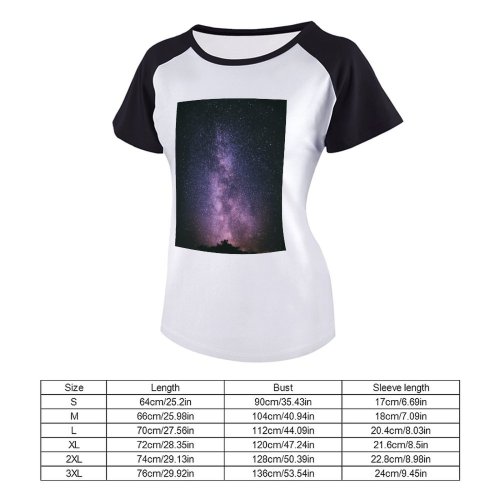 yanfind Women's Sleeve Raglan T Shirt Short Astrology Astronomy Astrophotography Constellation Cosmos Dark Evening Exploration Galaxy Idyllic Nebula Night