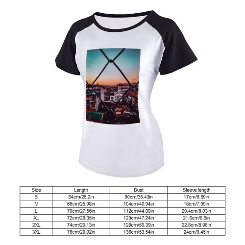 yanfind Women's Sleeve Raglan T Shirt Short Architectural Design Architecture Buildings City Commerce Contemporary Fence Exterior Glass Items
