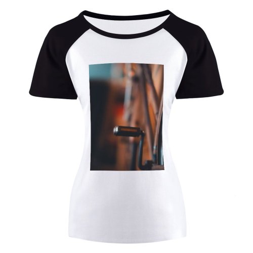 yanfind Women's Sleeve Raglan T Shirt Short Bicycle Bike Outdoors Parked Pedal Street Transportation System Vehicle Wheel