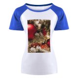 yanfind Women's Sleeve Raglan T Shirt Short Christmas Balls Decoration Lights Tree Ornaments