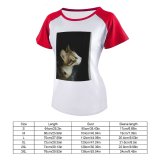 yanfind Women's Sleeve Raglan T Shirt Short Adorable Cat Curiosity Cute Funny Fur Kitten Kitty Little Pet Portrait