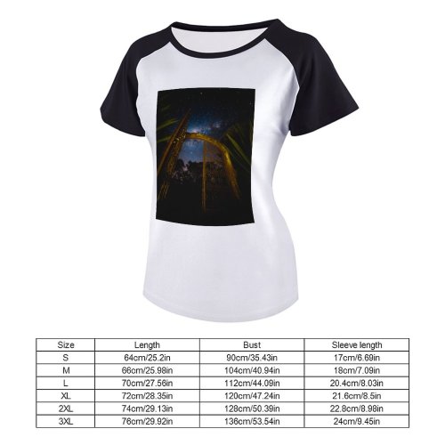 yanfind Women's Sleeve Raglan T Shirt Short Astronomy Constellation Evening Galaxy Gate Golden Idyllic Milky Way Night Sky Scenery