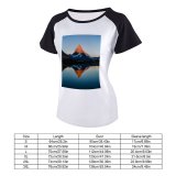 yanfind Women's Sleeve Raglan T Shirt Short Beautiful Lake Landscape Light Mountains Reflection Rocky