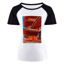 yanfind Women's Sleeve Raglan T Shirt Short Ancient Architecture Asian Building Daylight Daytime Famous Landmark Landscape Outdoors Religion