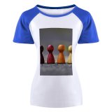 yanfind Women's Sleeve Raglan T Shirt Short Board Game Challenge Chess Pieces Colorful Community Leisure Mate Pawn Play Still