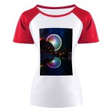 yanfind Women's Sleeve Raglan T Shirt Short Carousel Colours Entertainment Evening Exhilaration Ferris Wheel Festival Fun Funfair