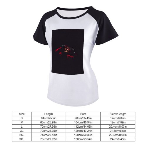 yanfind Women's Sleeve Raglan T Shirt Short Creepy Hoodie Horror Light Neon