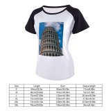 yanfind Women's Sleeve Raglan T Shirt Short Ancient Architecture Building Cathedral Church Famous Gothic Historic Italy Landmark Leaning