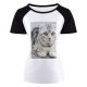 yanfind Women's Sleeve Raglan T Shirt Short Adorable Cat Cats Cute Grey Kitten Pet
