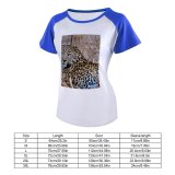 yanfind Women's Sleeve Raglan T Shirt Short Big Cat Carnivore Cheetah Danger Fur Hunter Jungle Leopard Outdoors Panthera