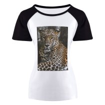 yanfind Women's Sleeve Raglan T Shirt Short Big Cat Cheetah Dangerous Ferocious Leopard Wild Wildlife