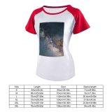 yanfind Women's Sleeve Raglan T Shirt Short Astronomy Constellations Cosmos Evening Galaxy Milky Way Night Nightsky Outdoor Outdoors Sky