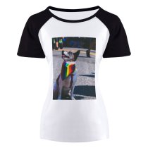 yanfind Women's Sleeve Raglan T Shirt Short Cute Dog Lgbt Lgbtq Marathon Pet