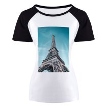 yanfind Women's Sleeve Raglan T Shirt Short Architecture Building City Cityscape Daytime Eiffel Famous France High Landmark Outdoors
