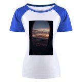 yanfind Women's Sleeve Raglan T Shirt Short Travel Aircraft Wing Airplane Atmosphere Aviation Clouds Cloudy Dawn Dramatic Sky