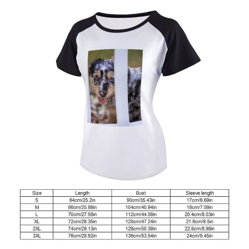 yanfind Women's Sleeve Raglan T Shirt Short Cute Dog Fur Little Pet Portrait Puppy Young