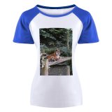 yanfind Women's Sleeve Raglan T Shirt Short Big Cat Fur Jungle Outdoors Park Stripes Trees Wild Wildlife