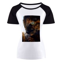 yanfind Women's Sleeve Raglan T Shirt Short Cat Macro Pet