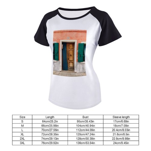 yanfind Women's Sleeve Raglan T Shirt Short Architecture Building Curtains Daylight Design Door Doorway Entrance Estate Exterior Home Outdoors