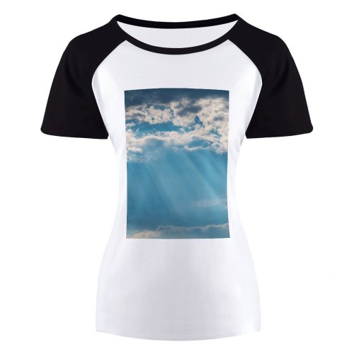 yanfind Women's Sleeve Raglan T Shirt Short Atmosphere Sky Cloudiness Clouds Form Cloudscape Cloudy Cumulus Daylight Daytime Downy_