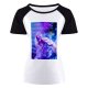 yanfind Women's Sleeve Raglan T Shirt Short Chalk Colorful Hands Holi Festival Macro Powder Purple Violet