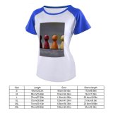 yanfind Women's Sleeve Raglan T Shirt Short Board Game Challenge Chess Pieces Colorful Community Leisure Mate Pawn Play Still