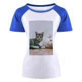 yanfind Women's Sleeve Raglan T Shirt Short Cats Cat Eyes Fur Furry Little Mammals Tabby Whiskers