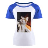 yanfind Women's Sleeve Raglan T Shirt Short Adorable Cat Cats Cute Eyes Kitten Little Pet Whiskers