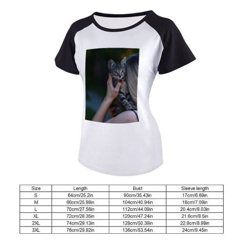 yanfind Women's Sleeve Raglan T Shirt Short Cat Kitten Pet Tabby