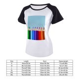 yanfind Women's Sleeve Raglan T Shirt Short Art Materials Pencils Colorful Coloured Colourful Colours