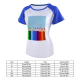 yanfind Women's Sleeve Raglan T Shirt Short Art Materials Pencils Colorful Coloured Colourful Colours