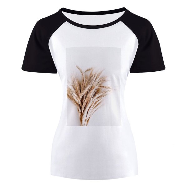 yanfind Women's Sleeve Raglan T Shirt Short Cereal Crop Dry Grass Harvest Rye Straw Wheat