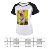 yanfind Women's Sleeve Raglan T Shirt Short Adorable Canidae Cute Dog Hairy Pedigree Pet Yorkie Yorkshire