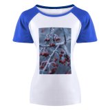 yanfind Women's Sleeve Raglan T Shirt Short Berries Branches Christmas Fall Flora Frost Frosty Fruit Growth Icee