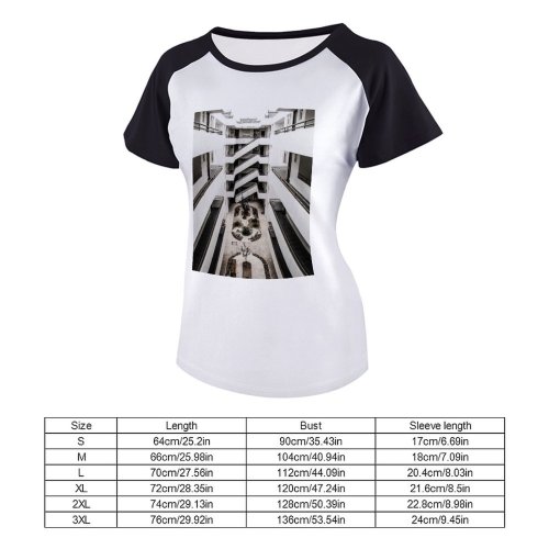 yanfind Women's Sleeve Raglan T Shirt Short Architectural Design Architecture Building Contemporary Daylight Glass Items Handrail Metal Outdoors