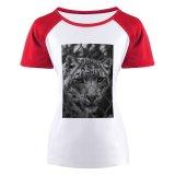 yanfind Women's Sleeve Raglan T Shirt Short Big Cat Carnivore Endangered Eyes Fur Leopard Wild Wildlife