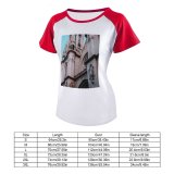 yanfind Women's Sleeve Raglan T Shirt Short Ancient Architecture Building Cathedral Church City Daylight Exterior Facade Goth Like
