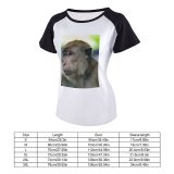 yanfind Women's Sleeve Raglan T Shirt Short Eyes Focus Fur Monkey Wild Wildlife