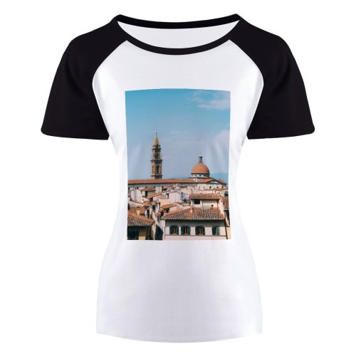 yanfind Women's Sleeve Raglan T Shirt Short Ancient Architecture Building Cathedral Church City Cityscape Dome Europe Florence Gothic Italy