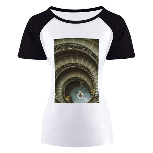 yanfind Women's Sleeve Raglan T Shirt Short Ancient Architecture Beautiful Building Circular City Design Handrail Interior Italian Landmark Monumental