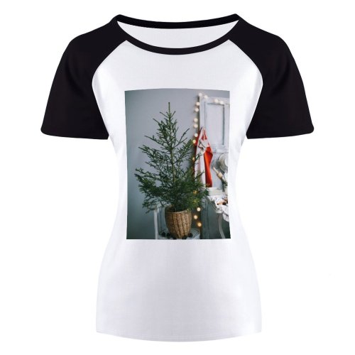 yanfind Women's Sleeve Raglan T Shirt Short Chair Christmas Decoration Tree Contemporary December Decor Design Happy Holidays Season Interior