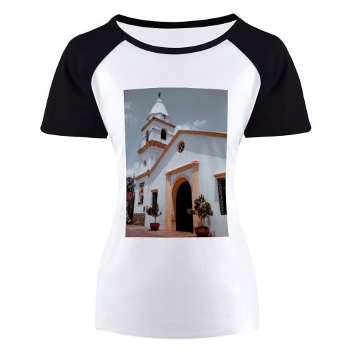 yanfind Women's Sleeve Raglan T Shirt Short Architecture Building Church Clouds Daylight Door Exterior Famous Landmark Landscape Outdoors